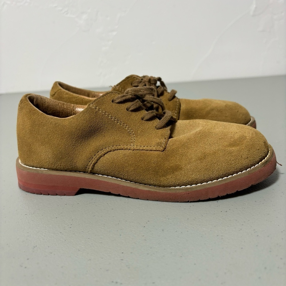 Sperry Top Sider Tevin Boys 2.5M Suede Leather Upper Brown Neutral Oxford Lace